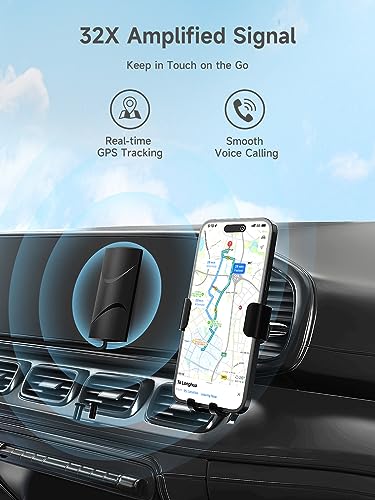 Cell Phone Signal Booster for Car, SUV and Truck | Boosts 5G 4G LTE Data & Volte for Verizon AT&T on Band 12/13/17 | Omni-Directional Roof Antenna Easy Installation | FCC Approved