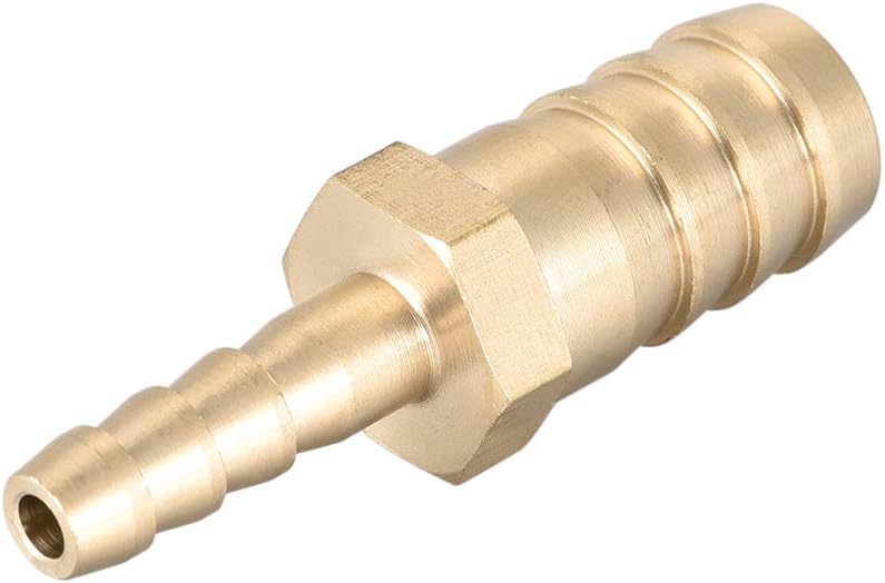 sourcing map Straight Brass Barb Fitting Reducer, Fit Hose ID 12mm to 6mm, Gold, 12mm x 6mm - Image 4
