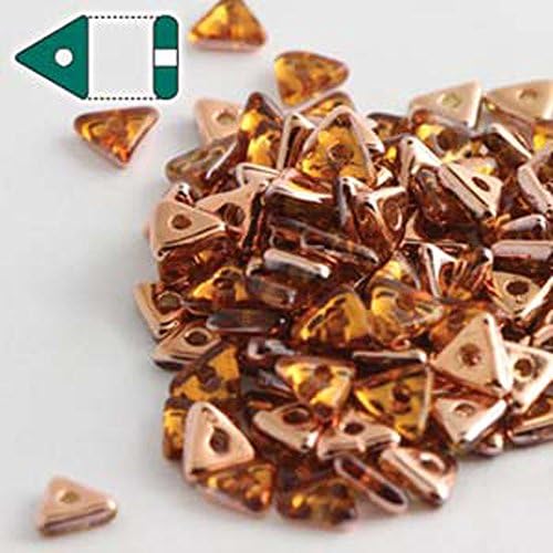Topaz Capri Gold Czech Glass Sead Tri Beads 4.6mm Tryangle 1.3mm Thick Approx 9 Gram Tube