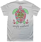 Simply Southern Tees Short Sleeve Preppy Turtle Shells White Large