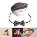 Binlunnu Newborn Baby Photography Photo Props Boy Girl Costume Outfits Hat Tie Set (Grey)