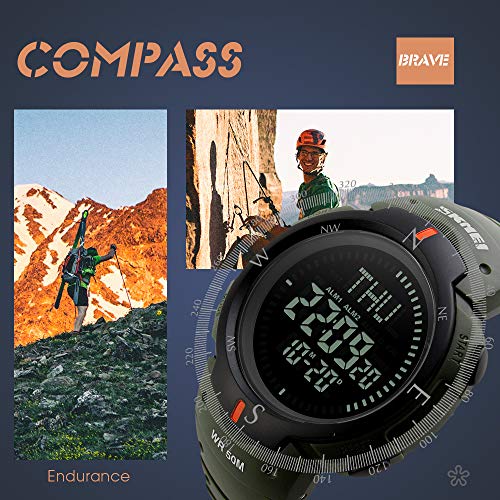 image for BOZLUN Men's Military Sports Digital Watch Survival Compass LED Screen