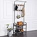 Ogrmar Vintage Coat Rack Shoe Bench, Hall Tree Entryway Storage Shelf, Wood Look Accent Furniture Metal Frame, 3 in 1 Design