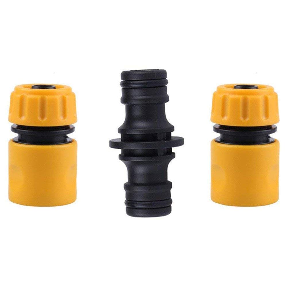 TOPWAYS® Hose Fitting Repair Set 2x Plastic Garden Water Hose 1/2" Quick End Connector & 1x Double Male Hose Connector
