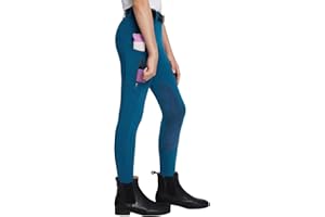 baleaf Girls Riding Pants Kids Equestrian Breeches Knee-Patch Zip Pocket Horseback Tights
