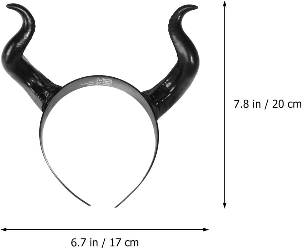 FRCOLOR Gothic Ox Horn Headband,Black Simulation Sheep Horn Hoop Headband Devil Horn Hair Hoop for Halloween Christmas Cosplay Fancy Dress Photo Props - Image 3