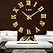 FASHION in THE CITY 3D DIY Mirror Surface Wall Clocks Creative Design Room Decorative Wall Watches (Gold)