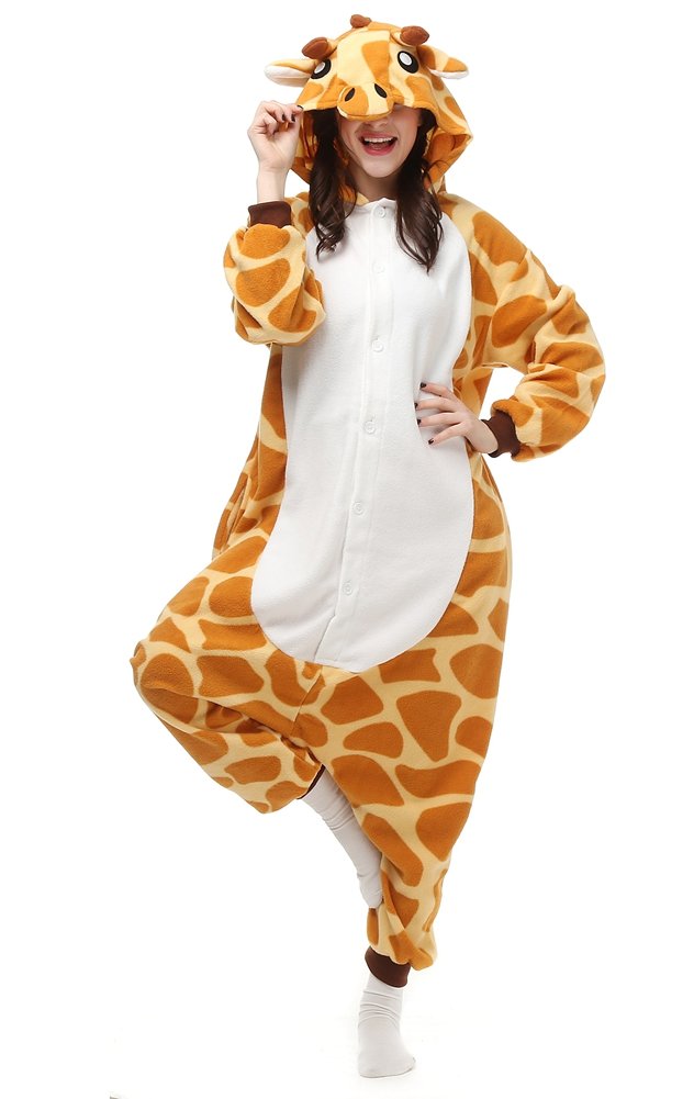 Photo 1 of Unisex Adult Animal Onesie One-Piece Pajamas Cosplay Costume Halloween for Women and Men (US, Alpha, Small, Regular, Regular, Giraffe)