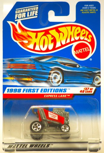 1998 - Mattel / Hot Wheels - Express Lane (Red racing shopping kart) - 1998 First Editions #37 of 40 Cars - 1:64 Scale Die Cast Metal - MOC - Limited Edition - OOP - Collectible