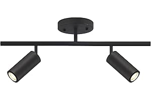 KCO Lighting Modern 2 Light Track Lighting Kit Matte Black Track Lighting Fixtures Flush Mount Ceiling Spot Lights Indoor Adj