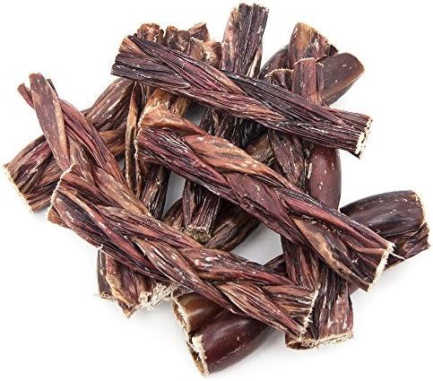 GigaBite Best Pet Supplies FDA & USDA Certified Free Range Bully Taffy Esophagus Braided Gullet Sticks Dog Treats - 6 Inch, Pack of 10