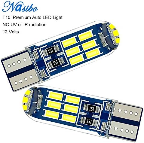 194 Led bulb,T10 Wedge 4014 168 175 W5W 15-SMD Waterproof LED Light Bulbs For Car Interior Dome Map Door Courtesy License Plate Lights Red 2 PCS