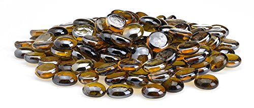 American Fireglass Fire Beads Fireplace Glass and Fire Pit Glass, 10-Pound, Caramel Luster