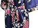 USDisc't Elegant Women's Kimono Robe for Parties Bridal and Bridesmaid Short (M, NavyBlue)
