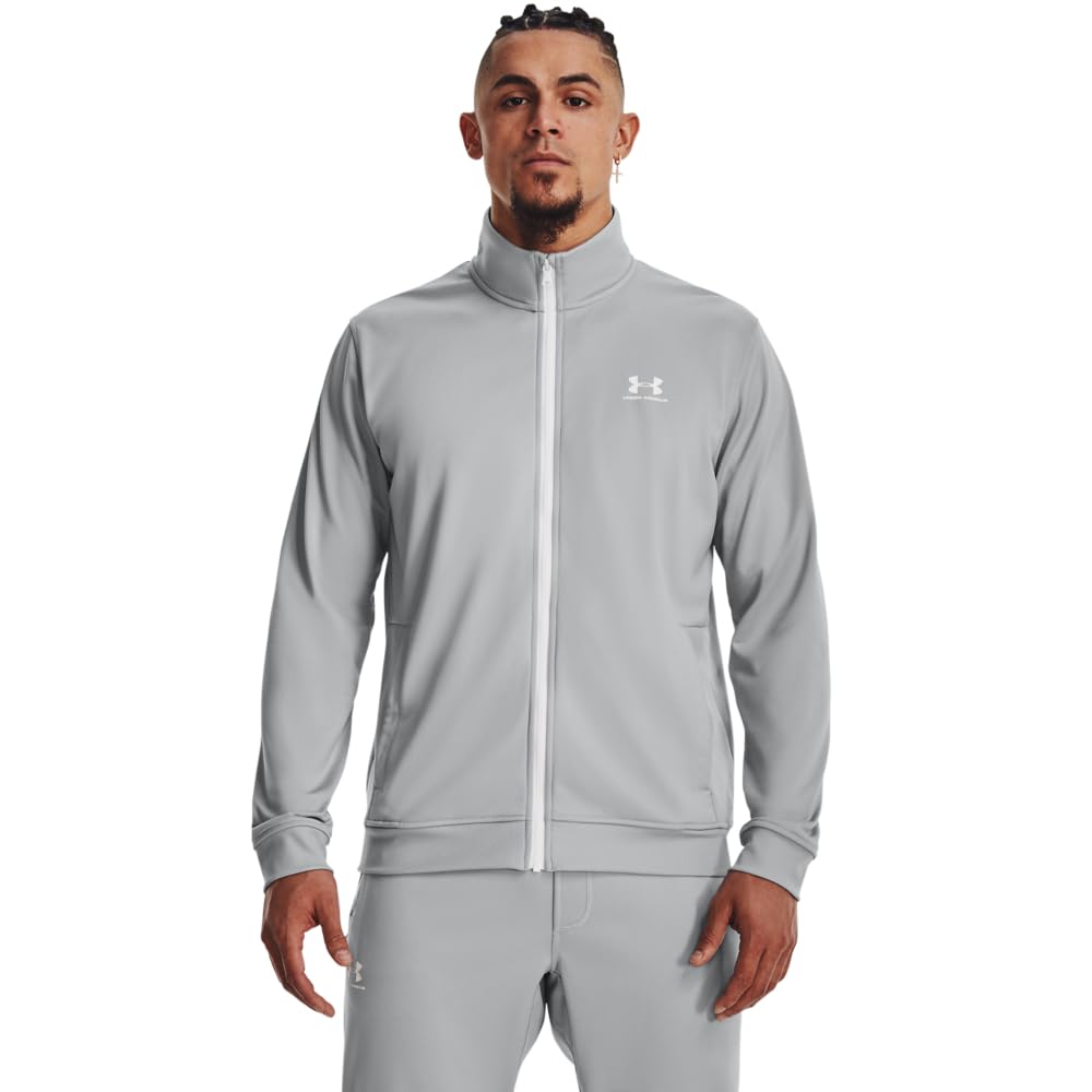 Under Armour Men's Sportstyle Tricot Jacket, (011) Mod Gray / / White, Medium Image