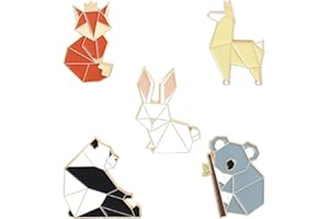 Shuning Origami Animal Enamel Pin - Cartoon Fox Panda Koala Alpaca Rabbit Brooch for Backpack Clothes Lapel Pin Badge Jewelry