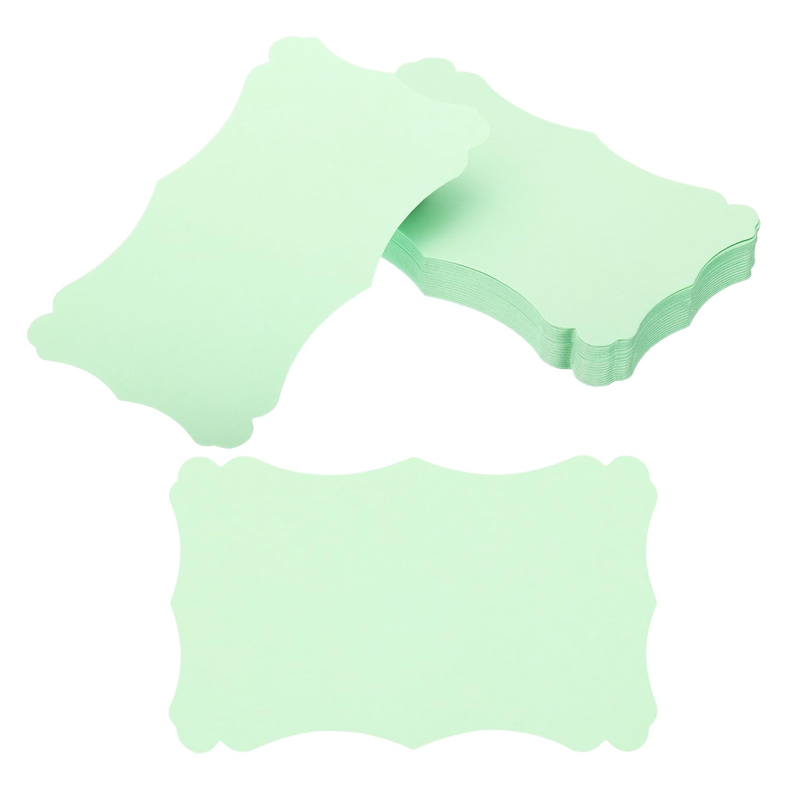 PATIKIL 3"x5" Blank Paper Business Cards, 50 Pack Small Index Flash Cards Words Message Note Card Mini Paper Tags Lace for DIY Gift, Light Green