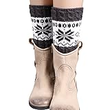 FAYBOX Women Short Knitted Christmas Leg Warmers Socks Boot Cuffs Snowflake DG