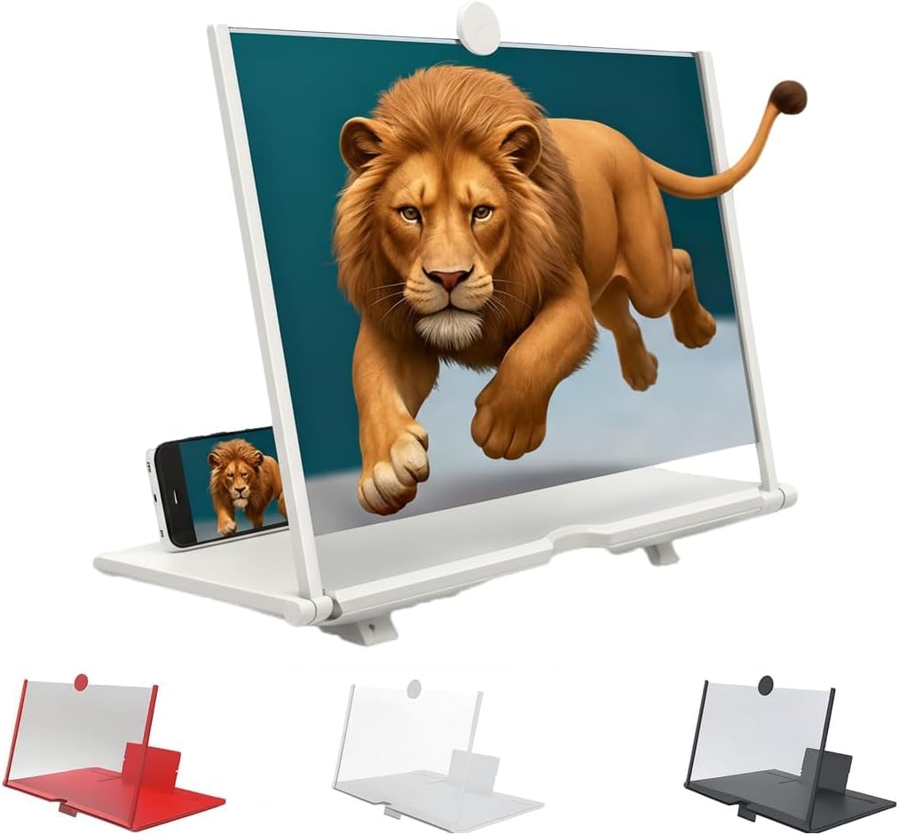 Photo 1 of Screen Magnifier Version, Foldable Big Screen Magnifier for Cell Phone, Clear Immersive View,Magnifying Glass for Travel, Portable Pocket Cinema for Movies White, 12''