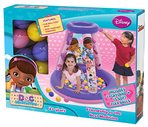Doc Mcstuffins Friendship is The Best Medicine Ball Pit, 1 Inflatable & 15 Sof-Flex Balls, Purple/Pink, 28"W x 28"D x 33"H - Thumbnail 2