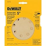 DEWALT DW4307 5-Inch 8 Hole Assortment Hook and Loop Random Orbit Sandpaper (5-Pack)