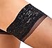 THIGH HIGH Lace Top Silicone Stockings Black Sheer Nylon Pantyhose Veneziana (3 - Medium, Black)