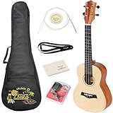 ENYA KUC-26D Ukulele Solid EngKaka Bundle with Gig Bag,Spare Aquila Strings,Tuner,Strap and Polishing Cloth,Solid Engleman Spruce Top (Concert 23")