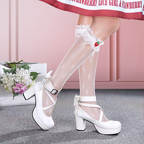 SOIMISS-Donne-Lolita-del-Merletto-Calzini-Vitello-Ruffle-Frilly-Trim-Calze-al-Ginocchio-Calze-Vestito
