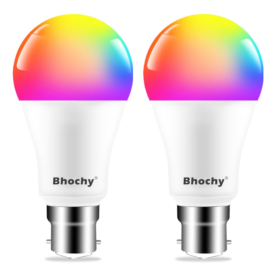 Bhochy Light Bulbs Work with Alexa B22, 120W Equivalent Smart LED Bulbs Colour Changing Bayonet, 2700-6000K Adjustable + 16 Million RGB Colours, 1200LM, APP & Voice Control, No Hub, No WiFi (2 Pack)