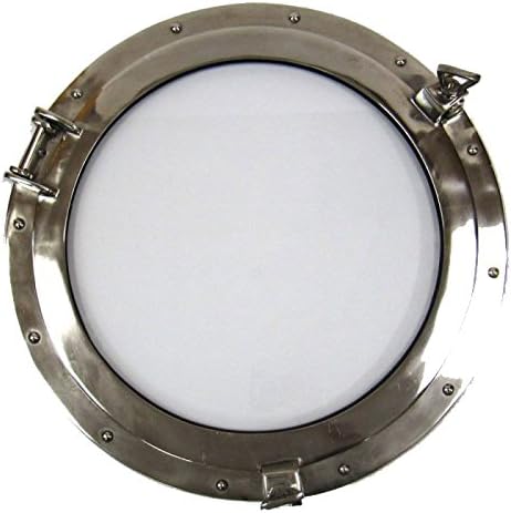 Firefly Home Collection Aluminium Porthole Wall Decor with Glass, 21", Chrome
