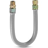 24" 3/4"MIP x 3/4"FIP Gas Flex Line, (1"OD) Gas Connector Hose Supply | Gas Hose for Indoor and Outdoor, Full Flow, PVC Coated Flexible, Gray