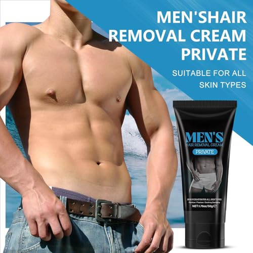LBOYLOVE® 2 Pcs Hair Removal Cream for Men, Painless Depilatory for Unwanted Male Hair in Private Area, Suitable for All Skin Types and Sensitive, 1.76oz/50g