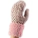 ZORJAR Cable Stripe Thick Plush Knit Winter Warm Mitten Hand Warmer(Light Blush)