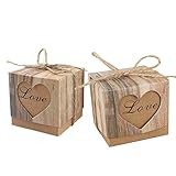 Awtlife 50pcs Candy Boxes Love Rustic Kraft With Vintage Twine for Wedding Party Birthday Baby Shower Decoration