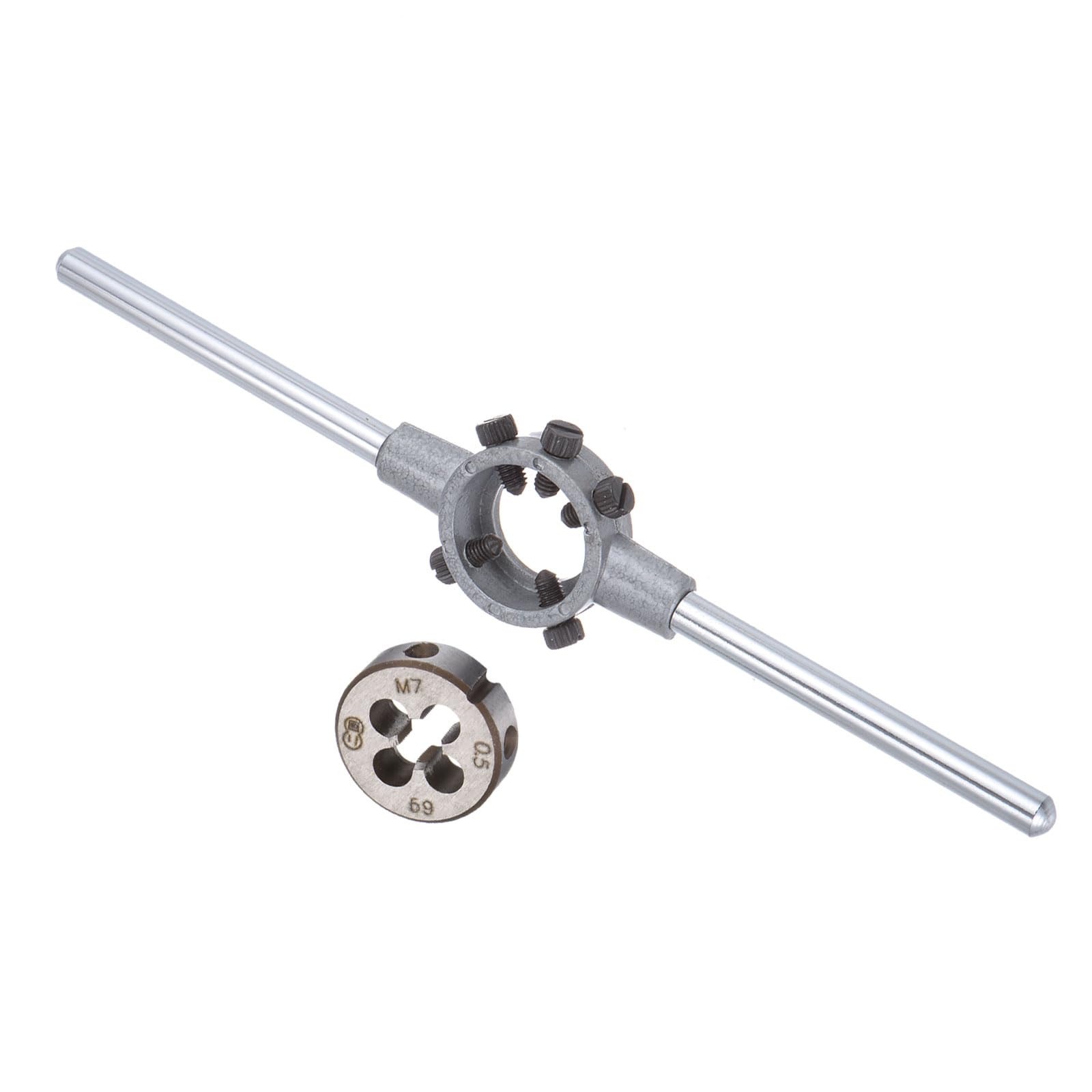 CoCud Die Stock Handle Set, M7x0.5 Thread Die & Fit 25mm OD / M7-M9 Die Wrench Tool Kit - (Applications: for Threading Repairing), 1-Set — image 1