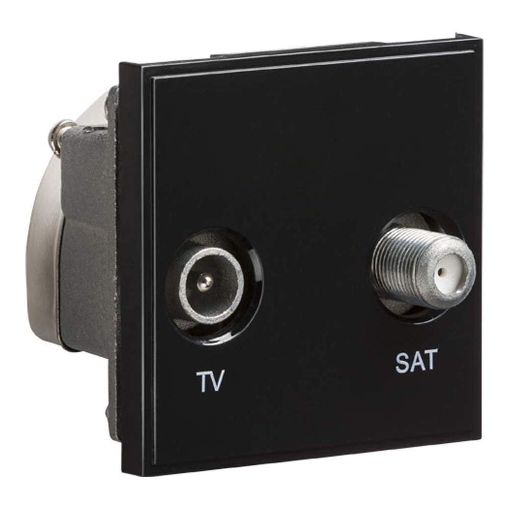 Knightsbridge NETDISATBK Diplexed TV/SAT TV Outlet Module, Black, 50 mm x 50 mm