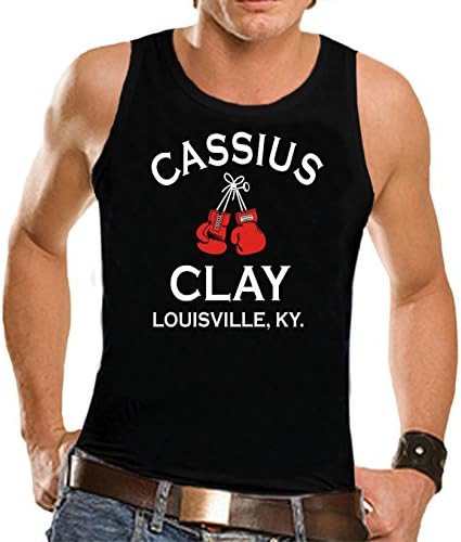 COWRIES AND SHELLS CLASSIUS CLAY Muhammad Ali BOXING GLOVES BLACK T-SHIRT VEST TOP (SMALL-XXLARGE)