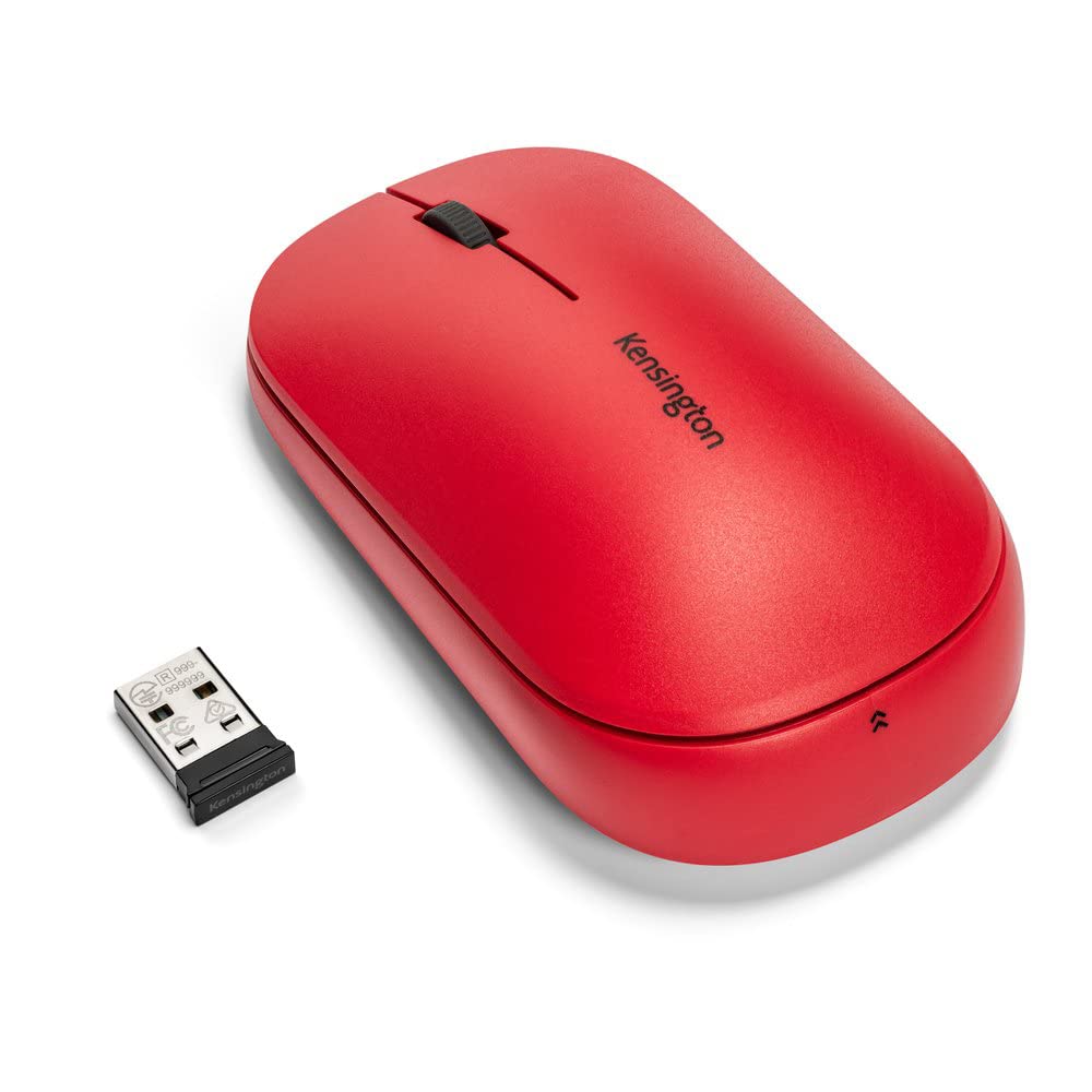 Kensington Wireless Mouse - SureTrack Dual Wireless Ambidextrous Mouse, Slim Mouse for Laptop, Desktop or Home Office, Works with Chrome, Mac, Windows and Android - Red (K75352WW)