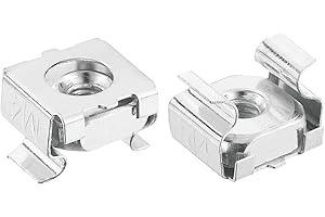 uxcell M4 x 0.7mm Cage Nut, 50Pcs Snap-in Cage Nuts, Carbon Steel Zinc Plated Metric Nut for Server Rack Cabinet, Silver