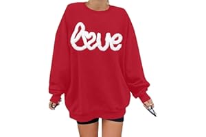 MAXIMGR Valentines Sweatshirts Women Love Sweatshirt - Oversized Embroidered Crewneck Shirt Valentine Gifts Pullover Tops