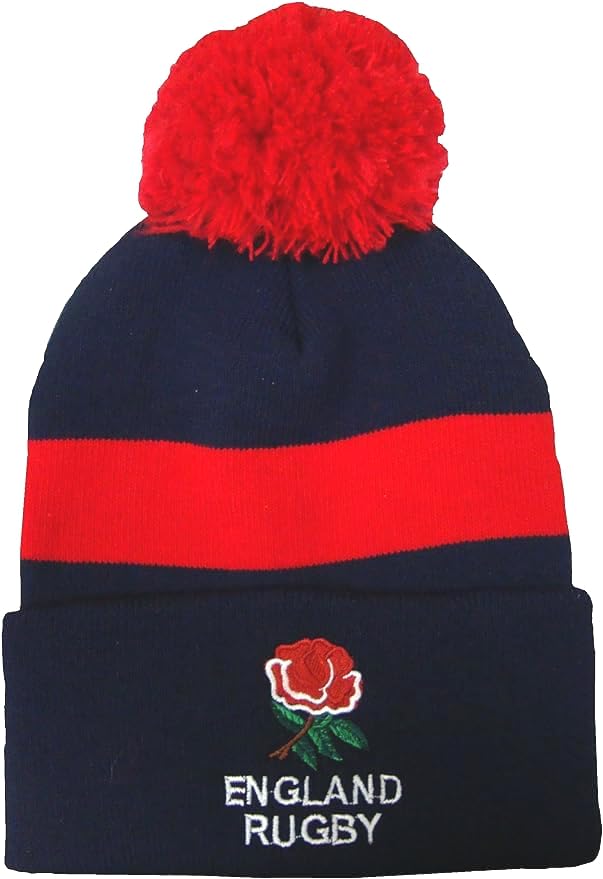 Arena Scarves England Rugby Bobble Hat in Navy and Red