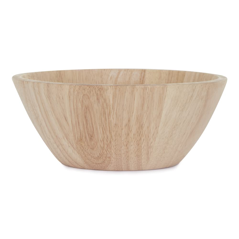 apollo THE HOUSEWARES BRAND Salad Fruit Bowl, High-Quality Hevea Wood, Great Gift Idea, Size 25x10cm, Natural