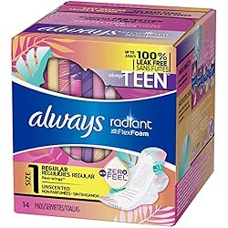 Always Radiant Teen Pads Get Real Regular, 14-Count