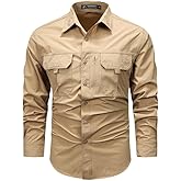 ceauros Men's Long Sleeve Tactical Shirts Military Work Fishing Shirts Button Down Breathable Outdoor Hiking Shirt