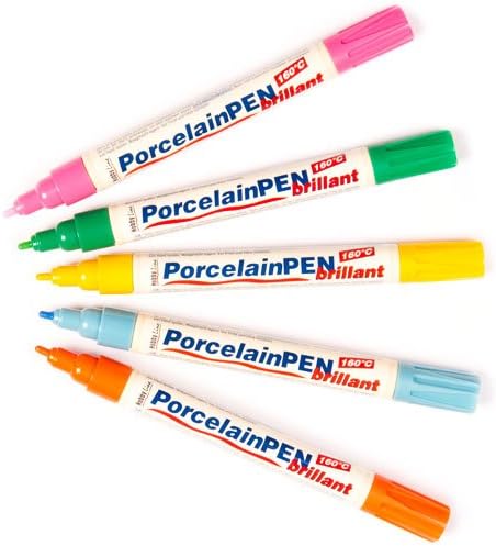 Amazon Co Jp 陶器用 ブリリアント ペン Aセット 5色入り ホビーライン 黄 オレンジ 緑 ライトピンク 水色 おもちゃ