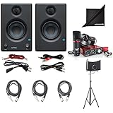 Focusrite Scarlett Solo Compact USB Audio Interface w/PreSonus Eris E3.5 3.5" Monitoring Speakers (Pair), AxcessAbles Recording Bundle and eStudioStar Polishing Cloth