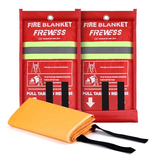 FIREWESS Set of 2 Fire Blankets, 100 x 100 cm, Fireproof Blanket for Home Security, Fireproof Protection and Silica Thermal Insulation
