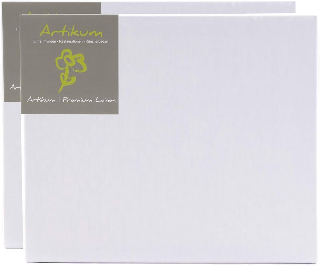 ARTIKUM 2x PREMIUM LINEN 50x60cm | Canvas on stretcher frame 50 x 60 cm | 100% linen cloth ±430gsm triple primed, ready to paint stretcher frame with canvas