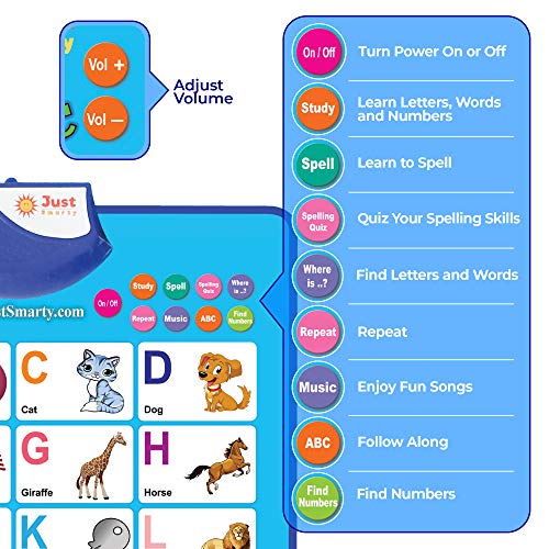 Just-Smarty-Electronic-Interactive-Alphabet-Wall-Chart-Talking-ABC-123s-Music-Poster-Best-Educational-Toy-for-Toddler-Kids-Fun-Learning-at-Daycare-Preschool-Kindergarten-for-Boys-Girls