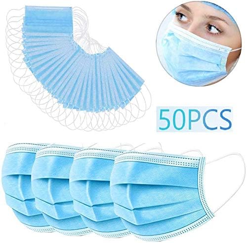 Surgical mask Disposable mask Medical Masks Safety Mask 3-Ply Disposable Face Masks Breathable Comfortable Filter Mask for Dust Protection (50 Pcs) Blue